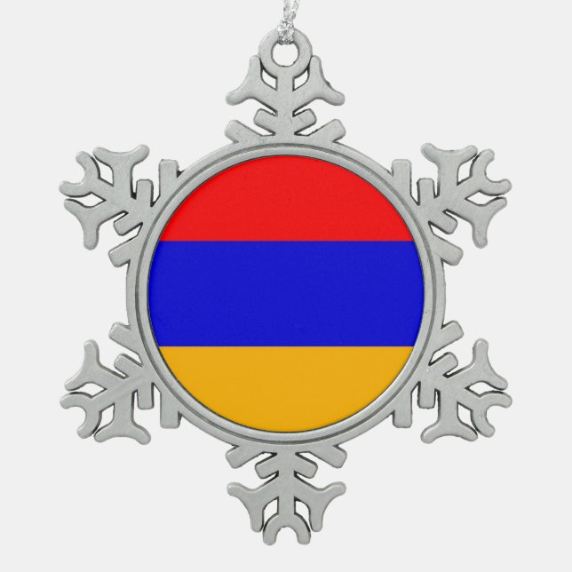 Ornement de flocon de neige avec drapeau d'Arménie (Devant)