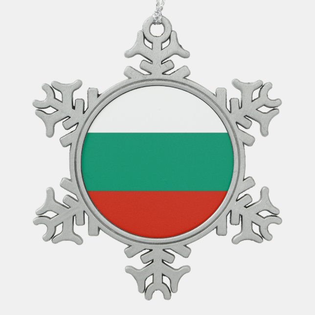 Ornement de flocon de neige avec drapeau de Bulgar (Devant)