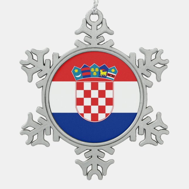 Ornement de flocon de neige avec drapeau de Croati (Devant)