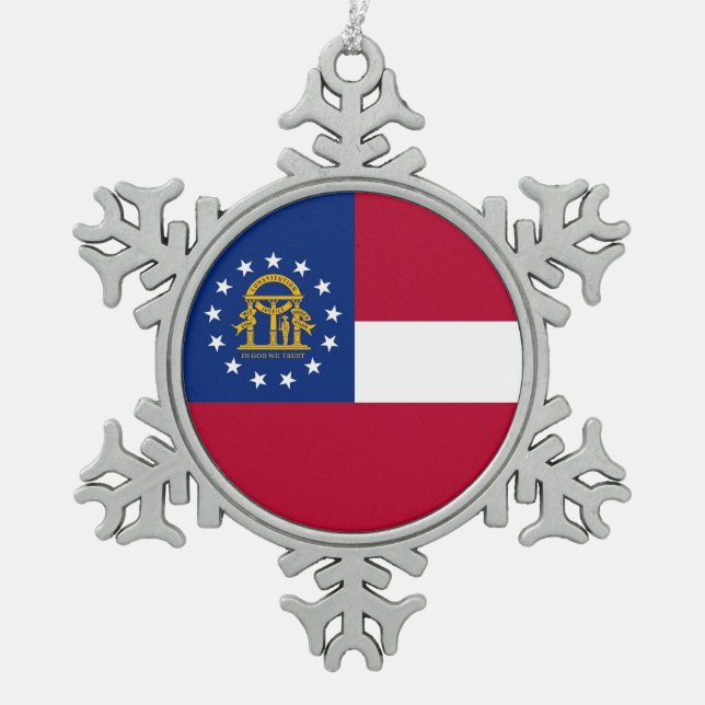 Ornement de flocon de neige avec drapeau de Géorgi (Devant)