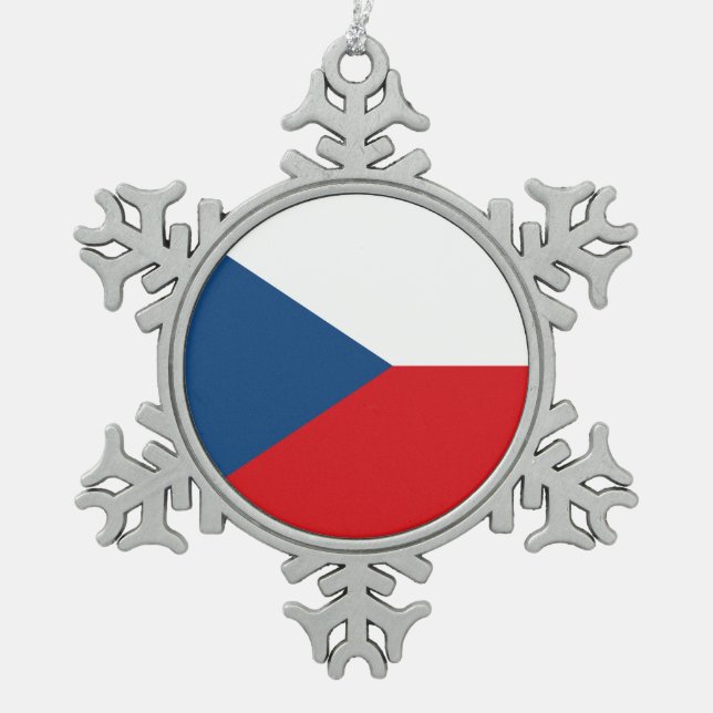 Ornement de flocon de neige avec drapeau de la Tch (Devant)