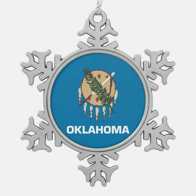 Ornement de flocon de neige avec drapeau de l'Okla (Devant)