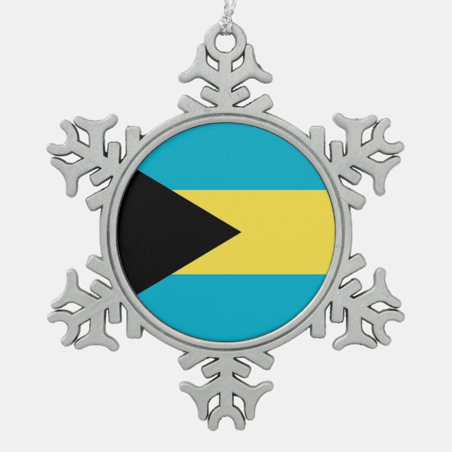 Ornement de flocon de neige avec drapeau des Baham (Devant)