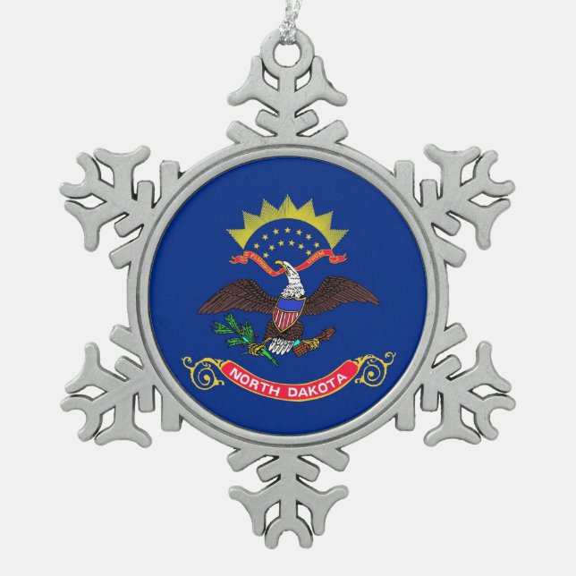 Ornement de flocon de neige avec drapeau du Dakota (Devant)