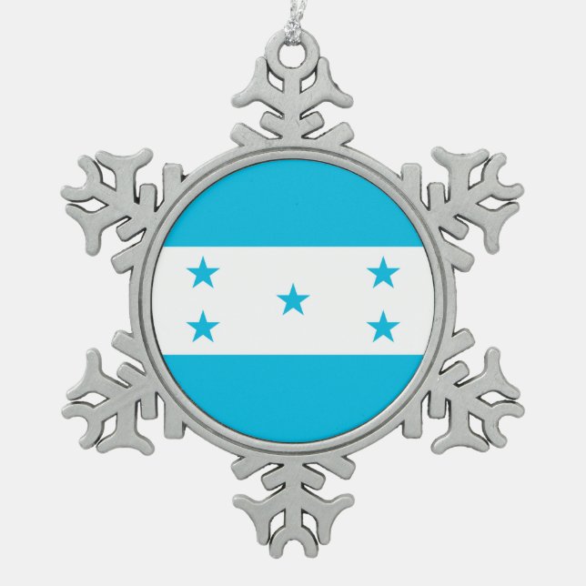 Ornement de flocon de neige avec drapeau du Hondur (Devant)
