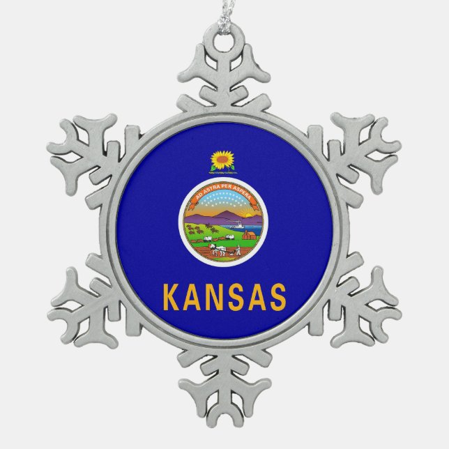 Ornement de flocon de neige avec drapeau du Kansas (Devant)