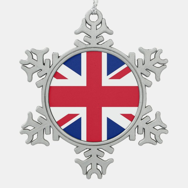 Ornement de flocon de neige avec drapeau du Royaum (Devant)