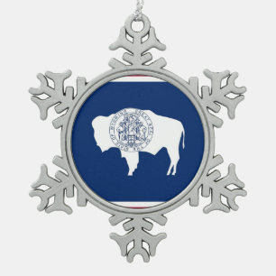 Ornement de flocon de neige avec drapeau du Wyomin