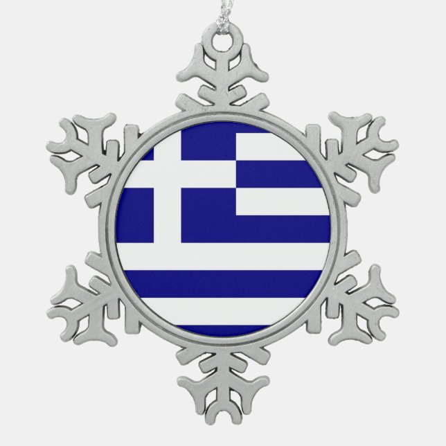 Ornement de flocon de neige avec drapeau grec (Devant)