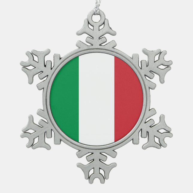 Ornement de flocon de neige avec drapeau italien (Devant)