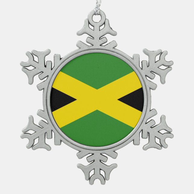 Ornement de flocon de neige avec drapeau jamaïcain (Devant)