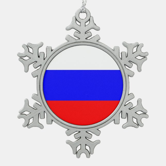 Ornement de flocon de neige avec drapeau russe (Devant)
