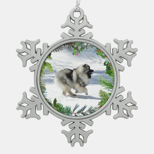 Ornement de flocon de neige de Keeshond d'hiver (Devant)