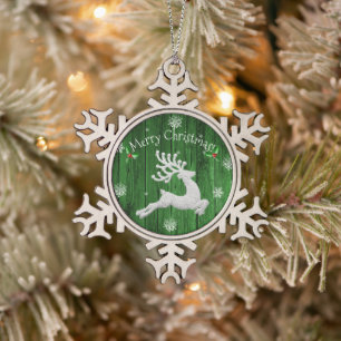 Ornement de flocon de neige de rennes de Noël rust