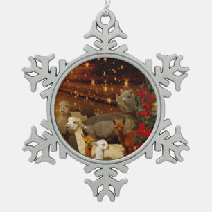Ornement de flocon de neige d'étain d'alpaga