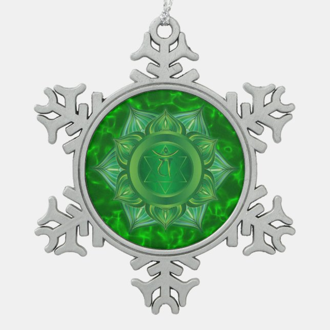 Ornement de flocon de neige d'étain de Chakra de (Devant)