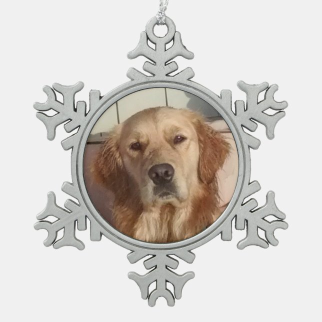 Ornement de flocon de neige d'étain de chien (Devant)