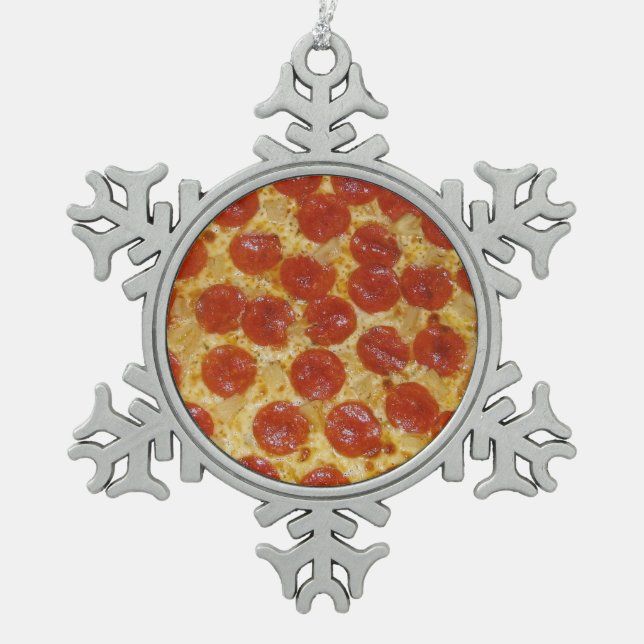Ornement de flocon de neige d'étain de pizza (Devant)