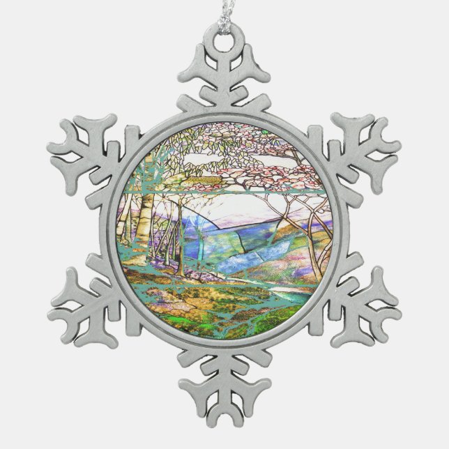 Ornement de flocon de neige en verre souillé de (Devant)