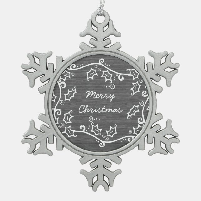 Ornement de flocon de neige gris rustique (Devant)