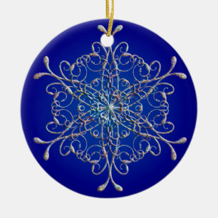 Ornement de flocon de neige Iridescente Bleu