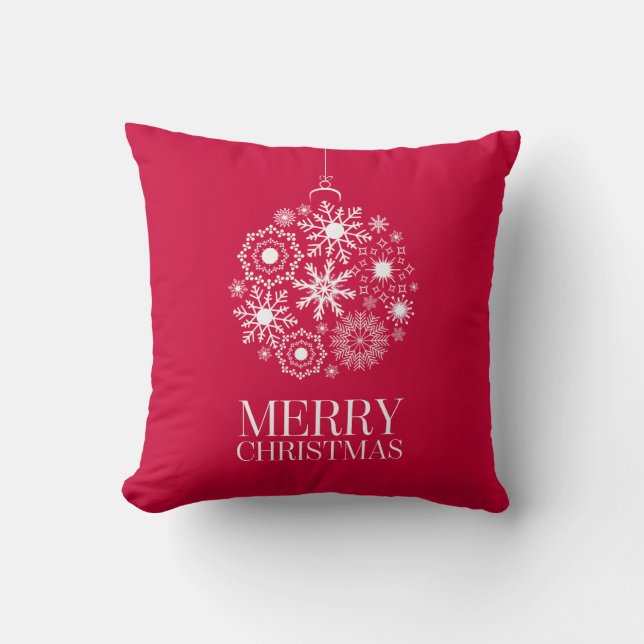 Ornement de flocon de neige Joyeux Oreiller de Noë (Recto)