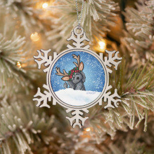 Ornement de flocon de neige Labradoodle Reindeer