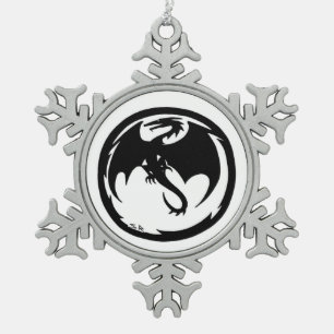Ornement de flocon d'étain de dragon noir