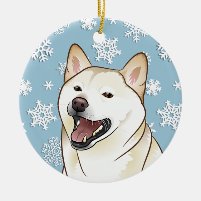 Ornement de flocons de neige de Shiba Inu de (Devant)