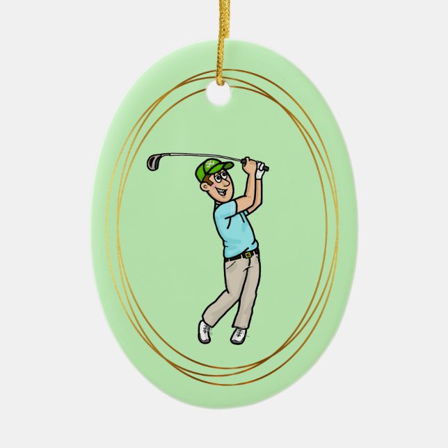 Ornement de golf masculin de cheveux Brown (Devant)