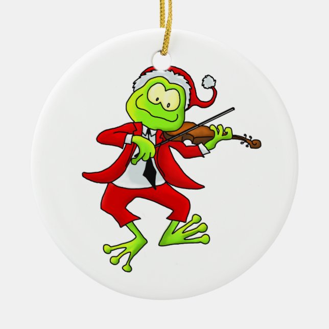 Ornement de grenouille de violon de Père Noël (Devant)