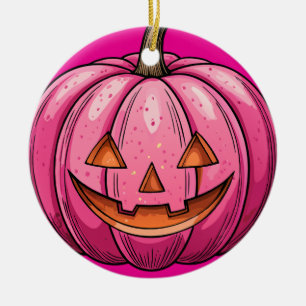 Ornement de Halloween Citrouille Rose