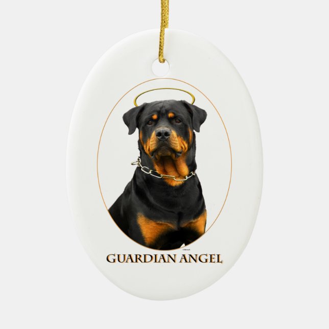 ornement de halo de rottweiler d'ange gardien (Devant)