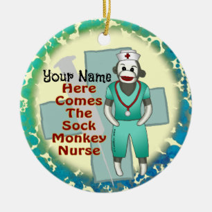 Ornement de infirmière singe en chaussette
