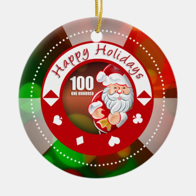 Ornement de jeton de poker des vacances $100 de (Devant)