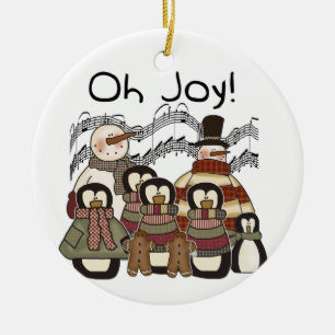 Ornement de joie de pingouins et de bonhommes de