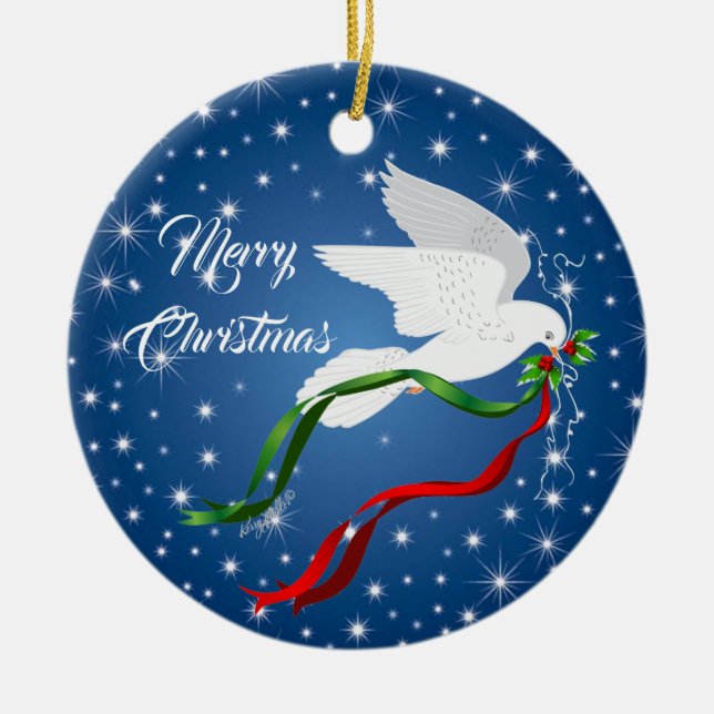 Ornement de la colombe blanche de Noël (Devant)