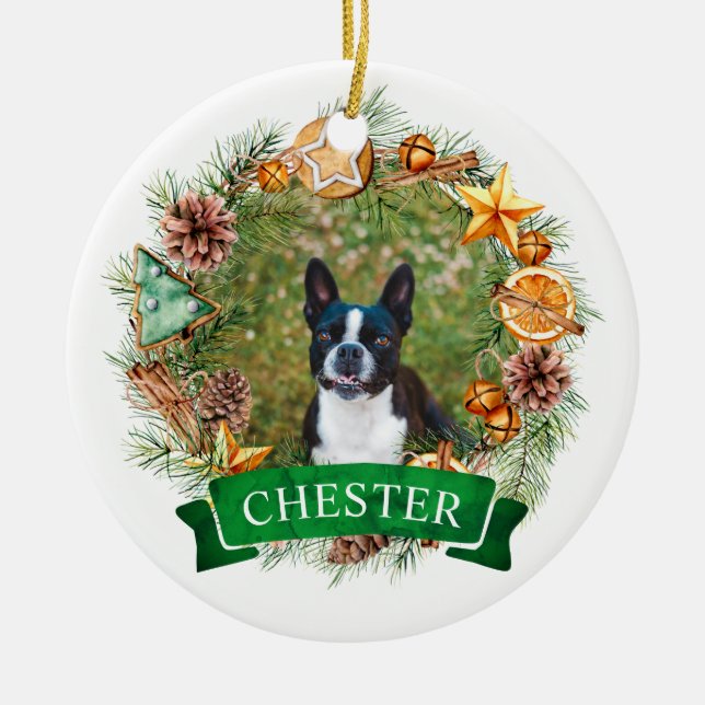 Ornement de la couronne de Noël de chien (Devant)