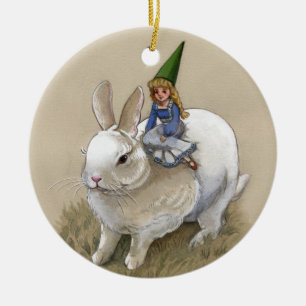 Ornement De La Dame Gnome Et Du Lapin Blanc