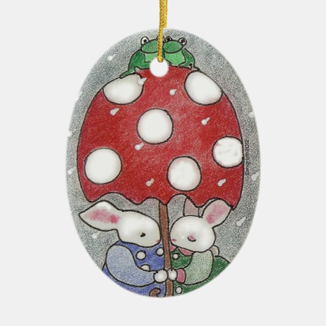 Ornement de la pluie Bunny Xmas (Devant)