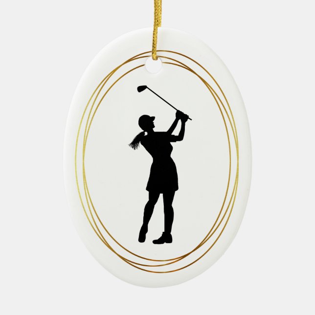 Ornement de la silhouette de la femme Golfer (Devant)