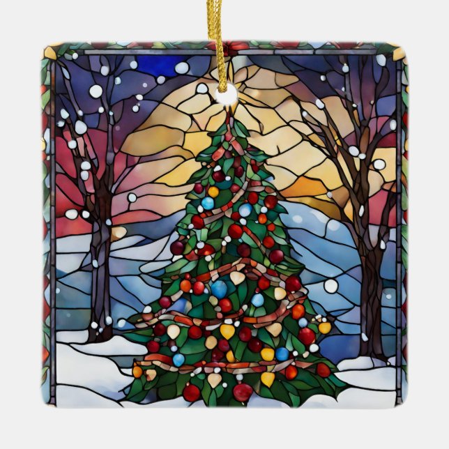 Ornement de l'arbre de Yule en verre tendu (Devant)