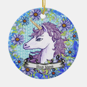 Ornement de licorne Blue Daisy