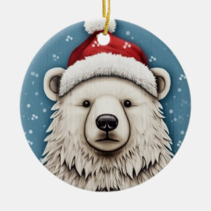 Ornement de l'ours polaire père Noël
