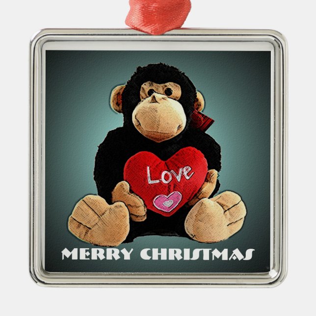 Ornement de luxe de Noël d'amour de singe (Devant)