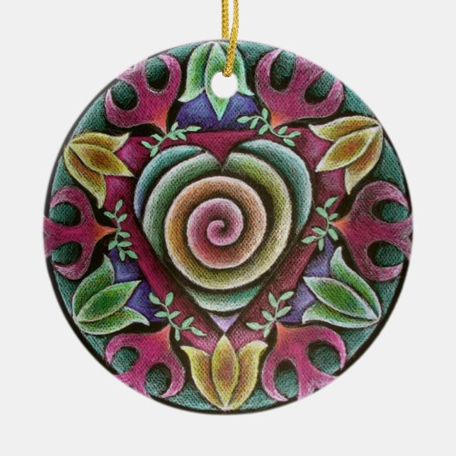 Ornement de mandala de coeur de vacances (Devant)