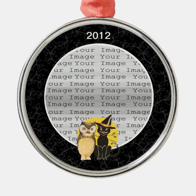 Ornement de mariage Halloween Chat & Hibou (Devant)