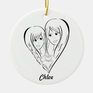 Ornement de mère et de fille * mains de coeur *