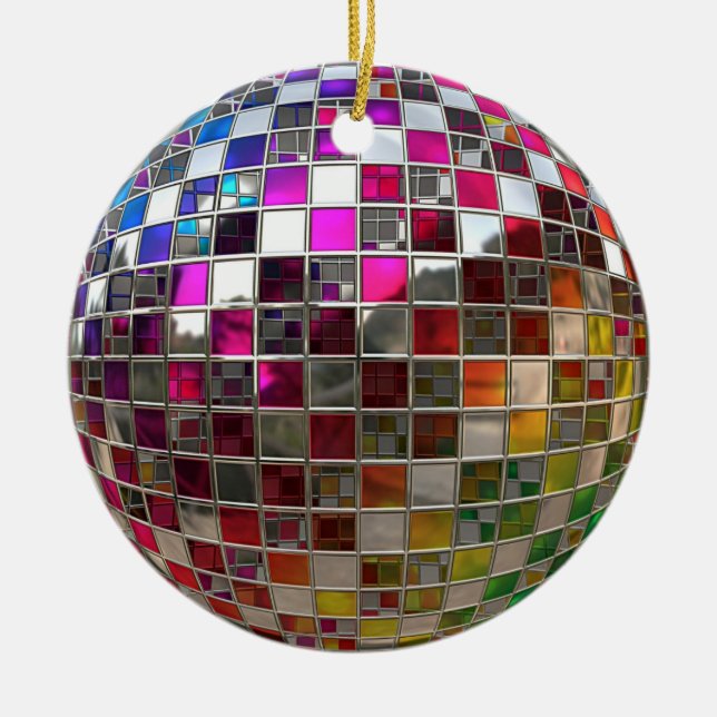 Ornement de miroir de boule de disco d'arc-en-ciel (Devant)