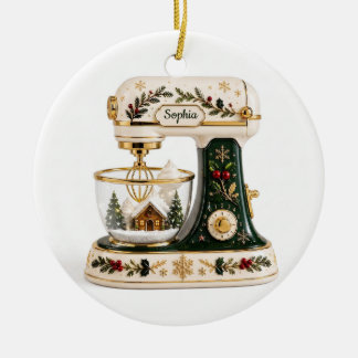 Ornement de mixeur sur socle de Noël pour pâtissie